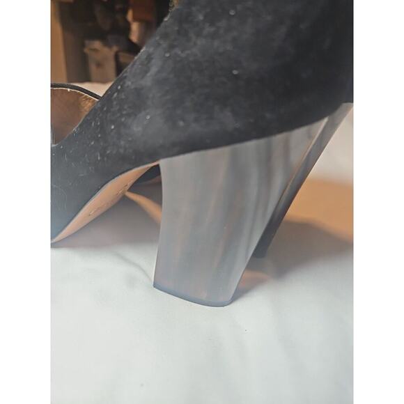 COACH Roslyn Kid Black Suede Open Toe W/Chunky Heel - Women's Size 9 - Picture 6 of 9